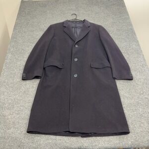 Alan Michaels Overcoat Mens Navy 42R Cashmere Made in England Luxury Classic